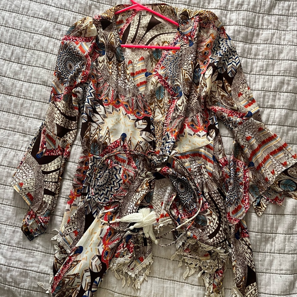 Umgee kimono in mostly brown/tan tones